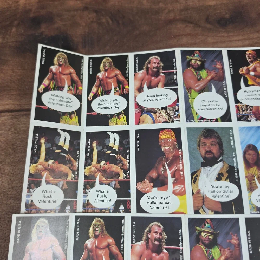 WWF Superstars Valentines Kids OS Red Good 1991 Hulk Hogan Macho Man Retro